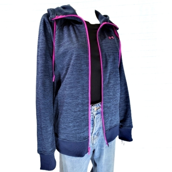 Under Armour ColdGear Jacket Full Zip in Heather Blue Size Medium - Picture 3 of 8